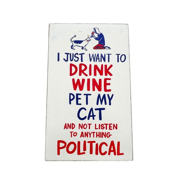 Patriotic Block Sign 5 x 3 x 1 Red White Blue Pet My Cat NWT - Picture 1 of 8